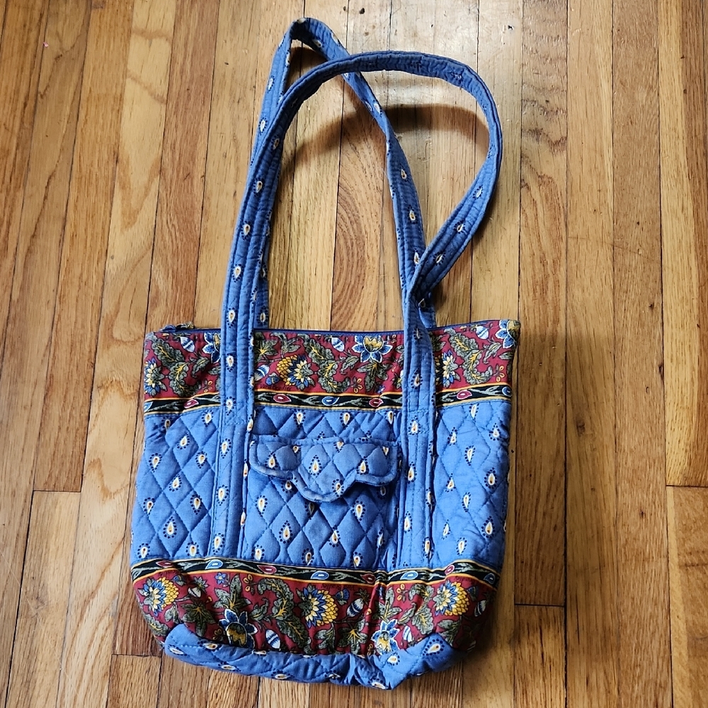 Vintage Vera Bradley Villager tote bag in the retired French Blue Paisley